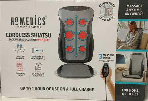 🔰 Homedics Cordless Shiatsu Back Massage Cushion With Heat 🆕minor