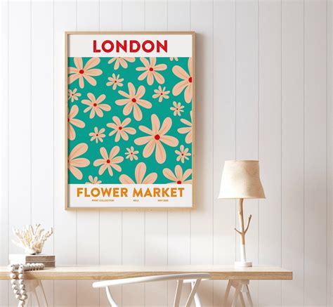 Flower Market Print London Flower Market Poster Flower Shop Etsy