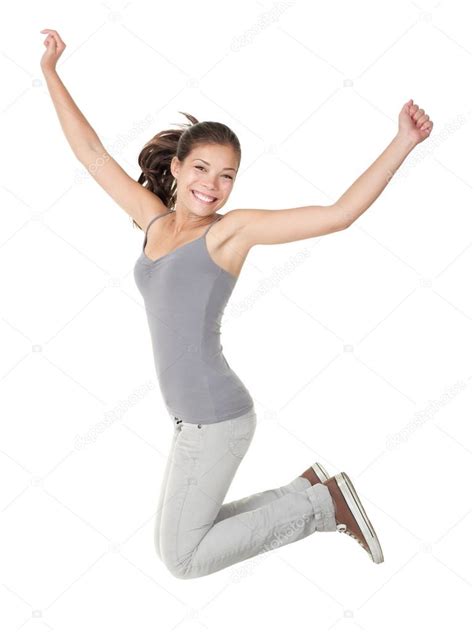 Jumping Isolated Woman Jump Stock Photo By Maridav