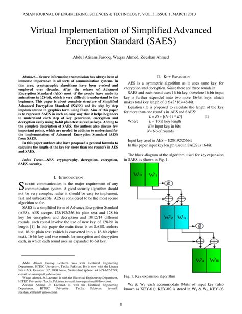 Pdf Virtual Implementation Of Simplified Advanced Encryption Standard