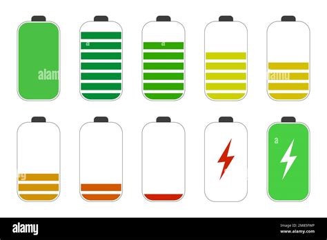 Battery Charge Indicator Icons Phone Charge Level Color Collection Of Charge Power Discharged