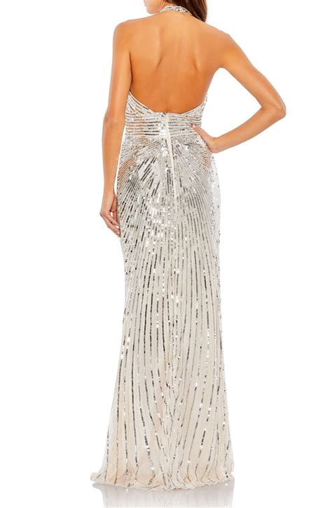 Mac Duggal Sequin Stripe Halter Gown Nordstrom