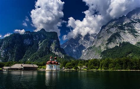 Wallpaper Germany, Bayern, Church, Germany, Bavaria, Bavarian Alps, The ...