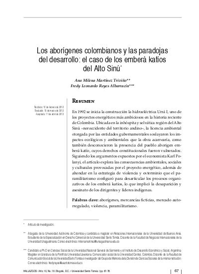 Los Aborígenes Colombianos Y Las Paradojas Del Desarrollo El Caso De