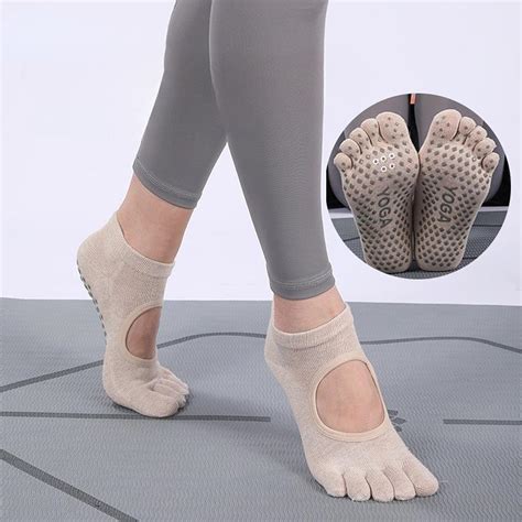 Buy Professional Yoga Socks Silicone Non Slip Breathable Cotton Backless Women Trampoline Ballet