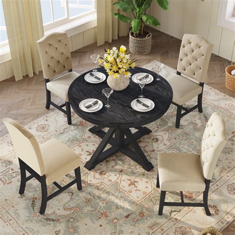 6-Piece Dining Table Set with Extendable Table and 4 Chairs - Bed Bath ...