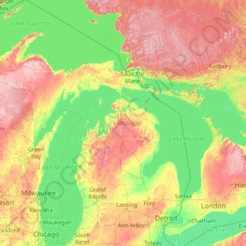 Michigan topographic map, elevation, relief