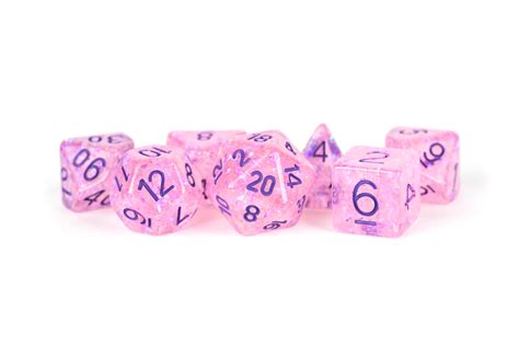 16mm Resin Flash Dice Poly Dice Set Pink Fanroll