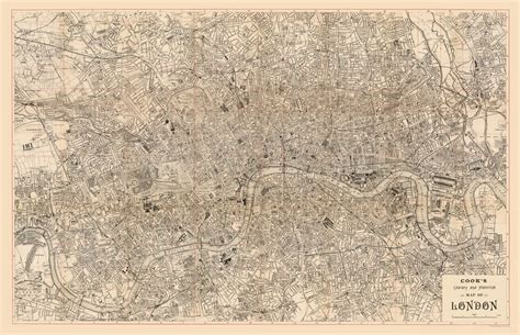 Historic Map London England Literary Historical Cook 1899 3569