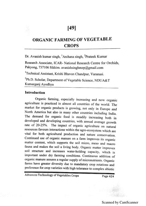 PDF Organic Farming Of Vegetable Crops