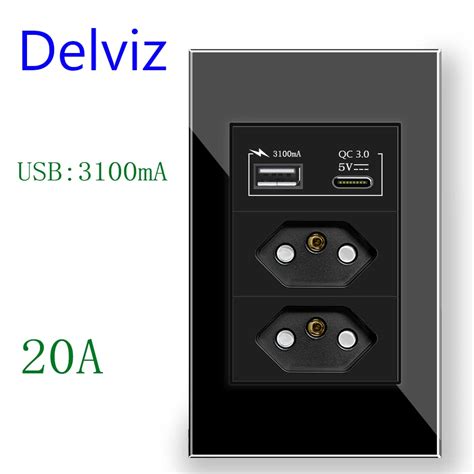 Delviz Tipo C Usb Tomada De Parede Tomada USB 3100ma Portas Usb