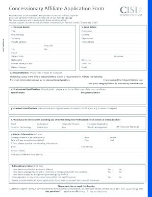 Fillable Online Concessionary Affiliate Application Form Fax Email