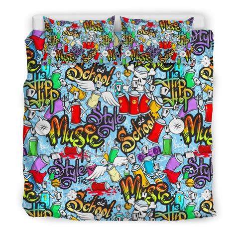 Graffiti Pattern Print Duvet Cover Bedding Set In 2020 Duvet Covers