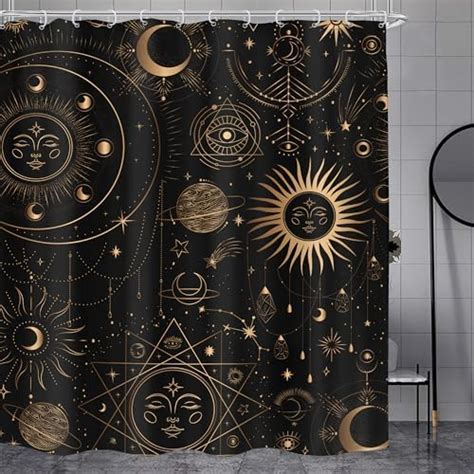 Amazon LGhtyro Black Gold Gothic Witchy Shower Curtain Bathroom