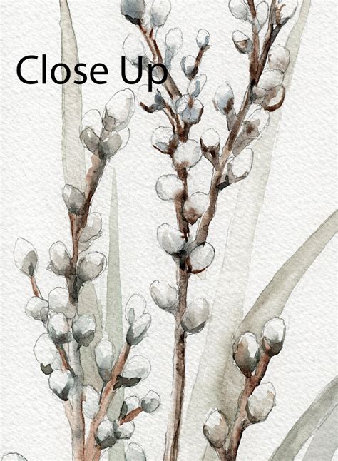 Pussy Willows Oversize Farmhouse Long Narrow Tall Vertical Etsy