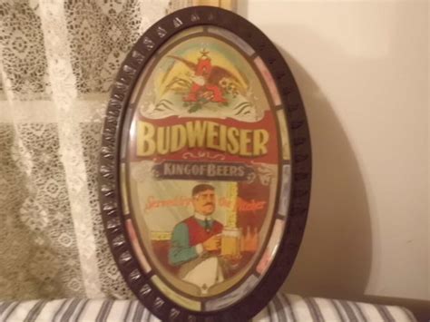 Budweiser Oval Wall Sign King Of Beersserved By The Etsy