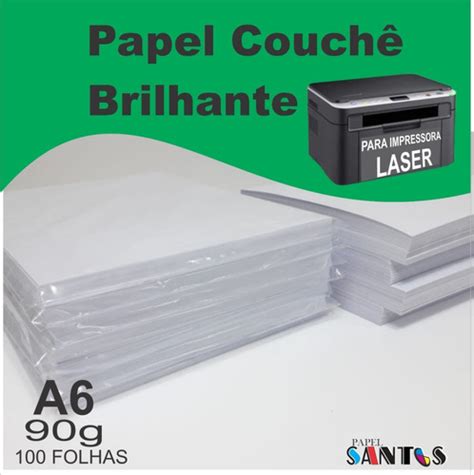 Papel Couche Brilho 90g A6 100 Folhas Impressora Laser MercadoLivre