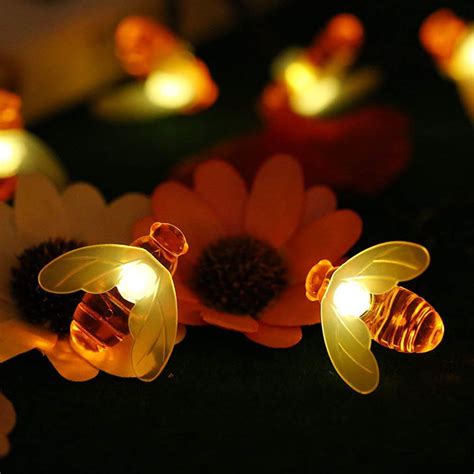 Solar Powered Cute Honey Bee Shape Led String Fairy Light For Outdoor