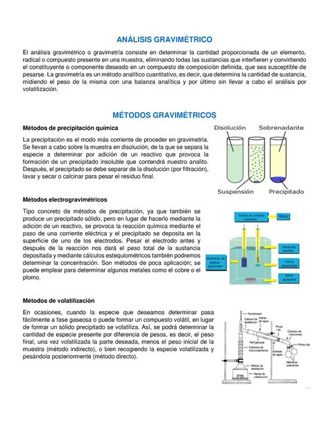 Gravimetría Hghjgg AnÁlisis GravimÉtrico El Análisis Gravimétrico O