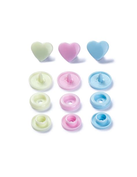 Bouton Pression Color Snaps Coeur Rose Bleu Vert