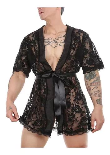 Traje De Ba O De Encaje Transparente Sexy Para Hombre Perspe Meses