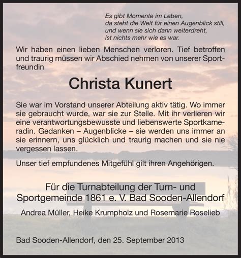 Traueranzeigen Von Christa Kuhnert Trauer HNA De