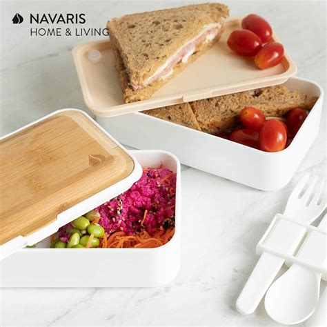 Navaris Bento Box Set Inkl Besteckhalter Lunch Box Mit Besteck Und