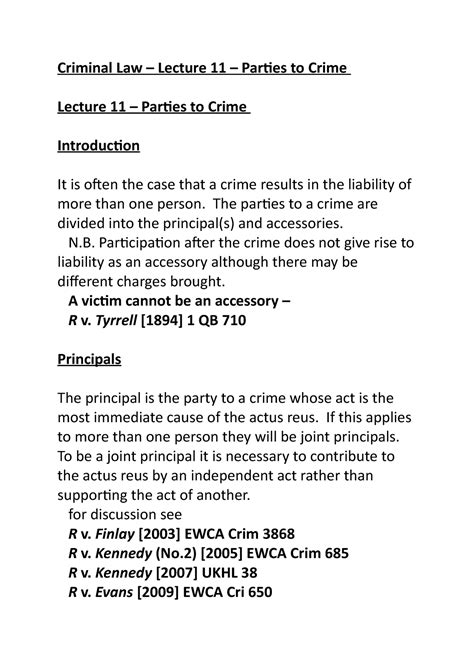 Criminal Law Parties To Crime Criminal Law Lecture 11 Parties