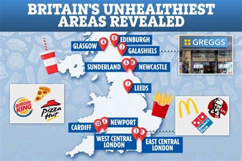 Britain S Unhealthiest Towns And Cities Revealed As Map Shows Where Has Most Fast Food Joints