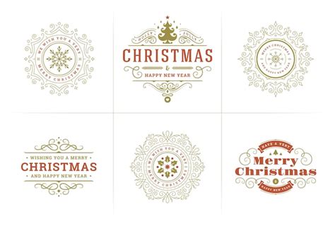 Premium Vector | Set of christmas greeting logos