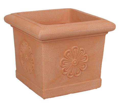 Pot Carr Imitation Terre Cuite Avec Frise Poterie Pots De Fleurs