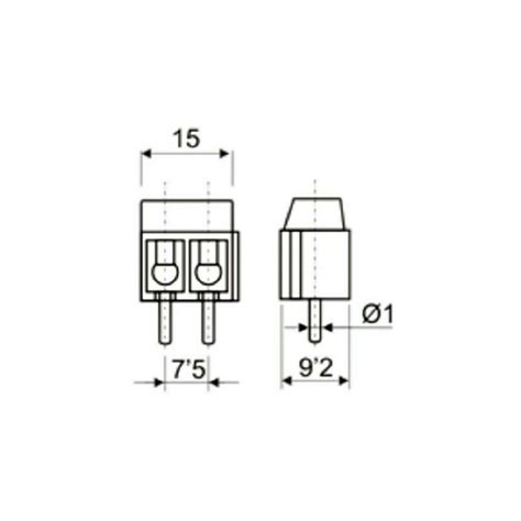 Regleta Conector Circuito Impreso 2 Contactos 750V 15A