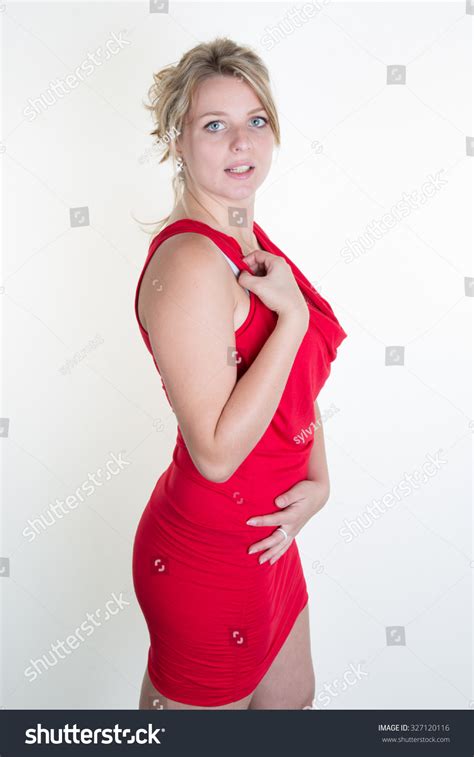 Young Blond Sexy Girl Red Dress 스톡 사진 327120116 Shutterstock