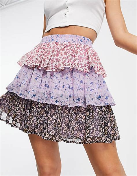 Jdy Tiered Ruffle Rara Mini Skirt In Mixed Ditsy Floral Asos