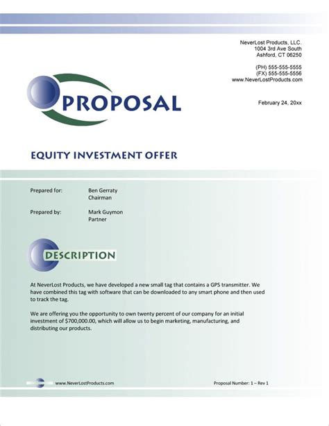 Angel Investor Proposal Template Proposal Templates Business