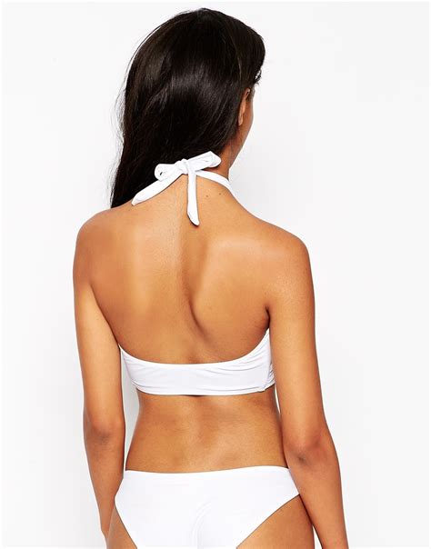 ASOS Synthetic Cross Wrap Halter Bikini Top In White Lyst