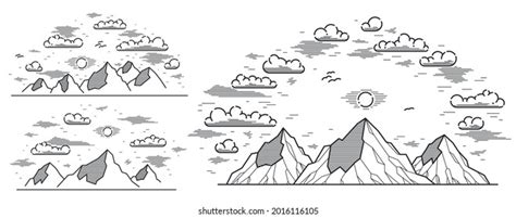 Mountains Range Linear Vector Illustration Isolated Stock Vector ...