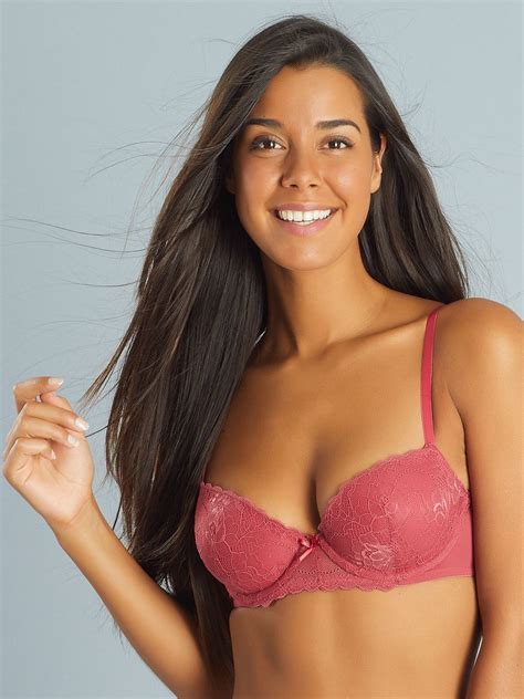 Soutien Gorge Push Up Dentelle Et Microfibre Bordeaux Kiabi