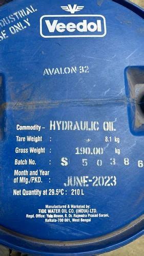 Veedol Blue Avalon Hydraulic Oil Packaging Type Barrel At Rs