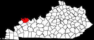 Henderson County on the map of Kentucky 2023. Cities, roads, borders ...