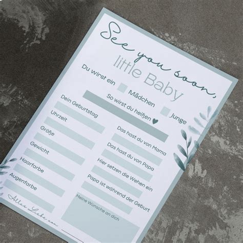 Tippkarte Babyparty PDF JPEG Ausfüllkarte Ratekarten Etsy