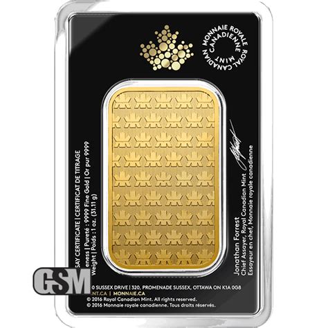 1 Oz Royal Canadian Mint RCM Gold Bar In Assay