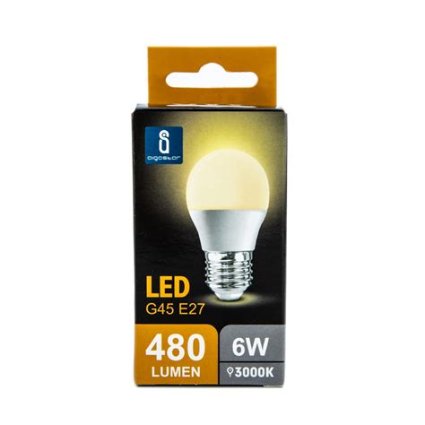 Lampadina Led E27 G45 A Sfera 6W Bianco Caldo 3000K Aigostar