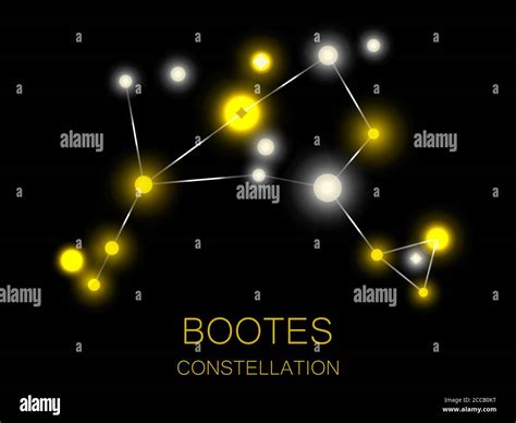 Bootes Constellation Bright Yellow Stars In The Night Sky A Cluster