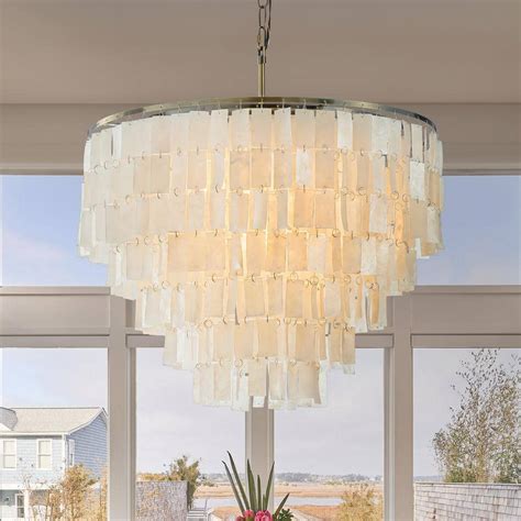 Aloa Decor Light In Coastal Capiz Seashells Chandeliers In