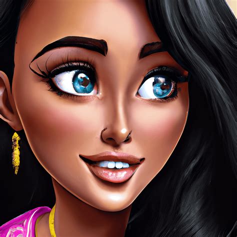 Disney Animation Very Rendered Polished Perfect Dominican Hispanic Soft Golden Skin · Creative