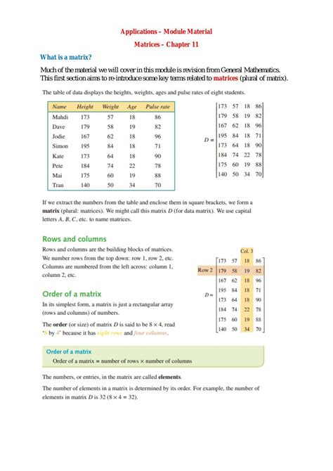 Further Mathematics Matrices Notes Further Mathematics Year 12 Vce Thinkswap