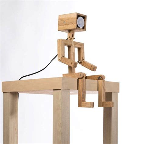 Jaffu Wooden Articulated Design Lamp In The Form Of A Personage