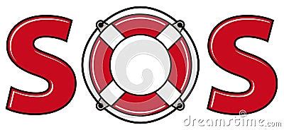 sos signal  life ring stock vector image
