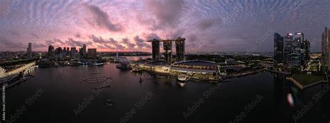 Marina Bay, Singapore: Aerial View of The Picturesque Marina Bay Sands ...